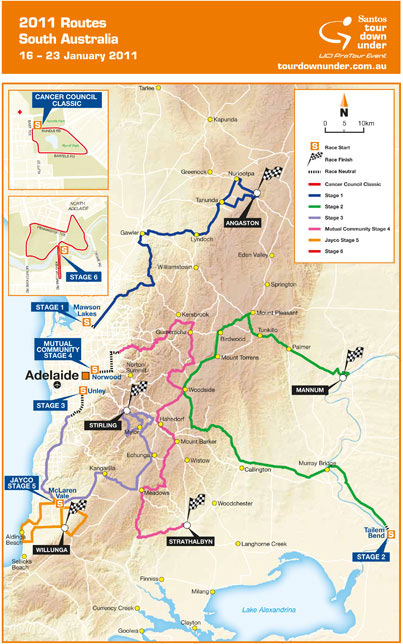 Map of 2011 Tour Down Under